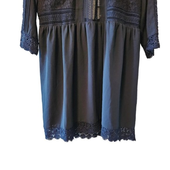 Revolve Heartloom Aimee Lace Mini Dress Cutout Quarter Sleeve Black Dress Size L - Picture 10 of 16
